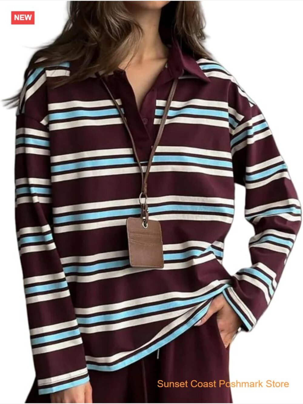 60s Striped Rugby Polo Shirt Long Sleeve Y2k Streetwear